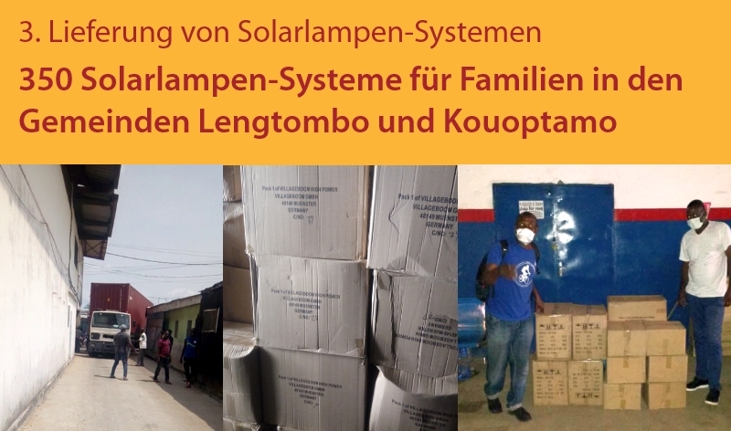 350 neue Solarlampen-Systeme für Frauengruppen und Familien in den Gemeinden Kouoptamo und Lengtombo 